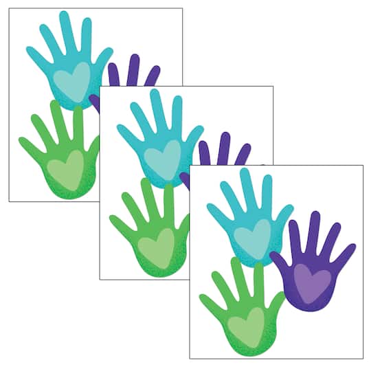 Carson Dellosa Education® One World Hands with Hearts Cut-Outs, 3 Packs of 36